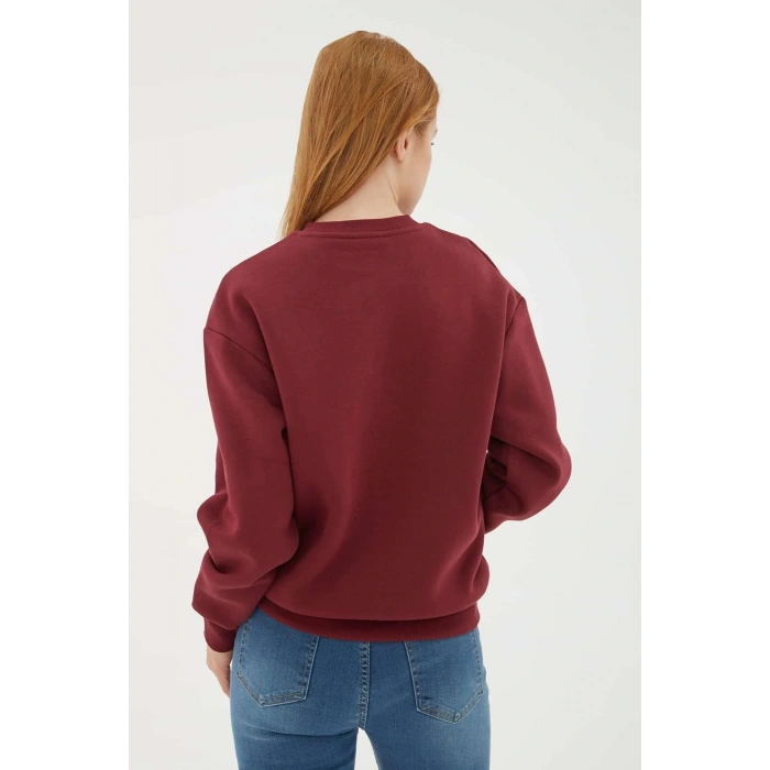Baskılı Sweat Bordo