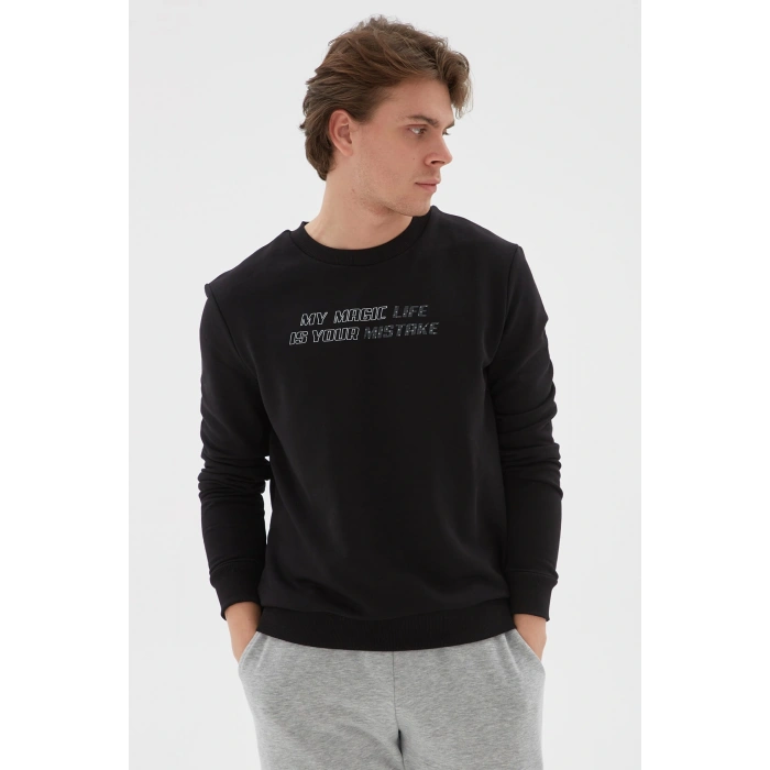 Baskılı Pamuklu Bisiklet Yaka Sweat Erkek Sweat 22k0350e1