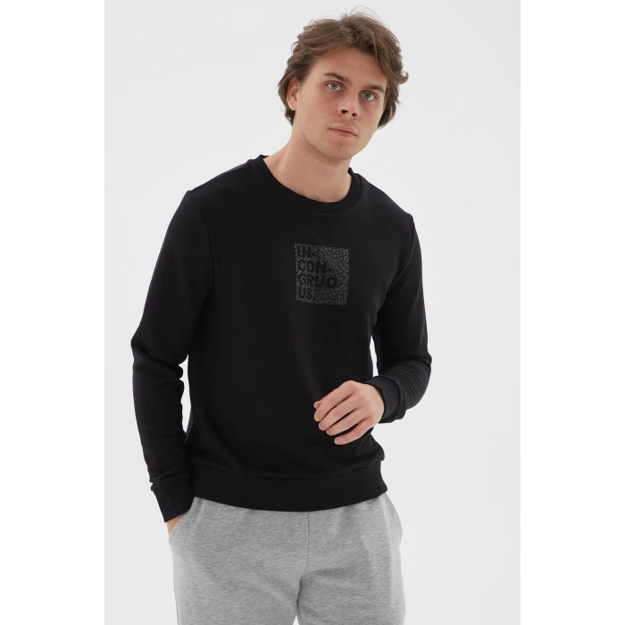 Baskılı Pamuklu Bisiklet Yaka Sweat Erkek Sweat 22k0353e1