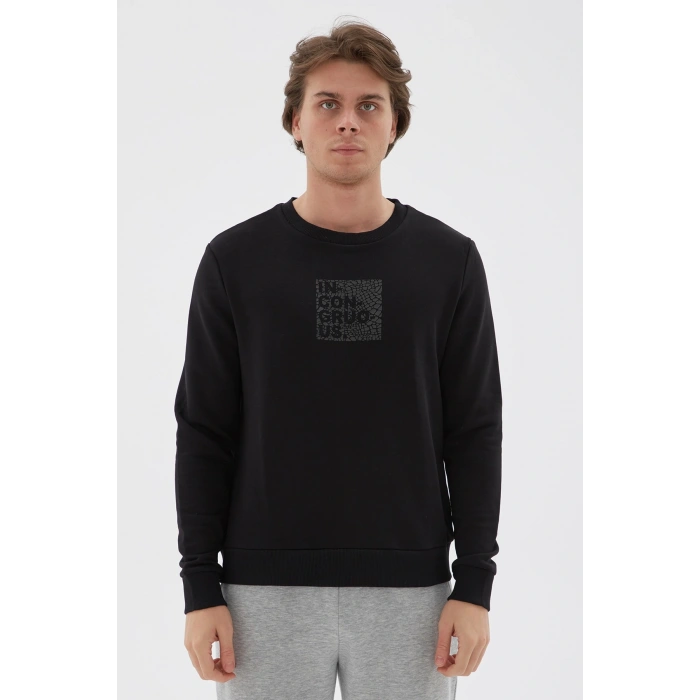 Baskılı Pamuklu Bisiklet Yaka Sweat Erkek Sweat 22k0353e1