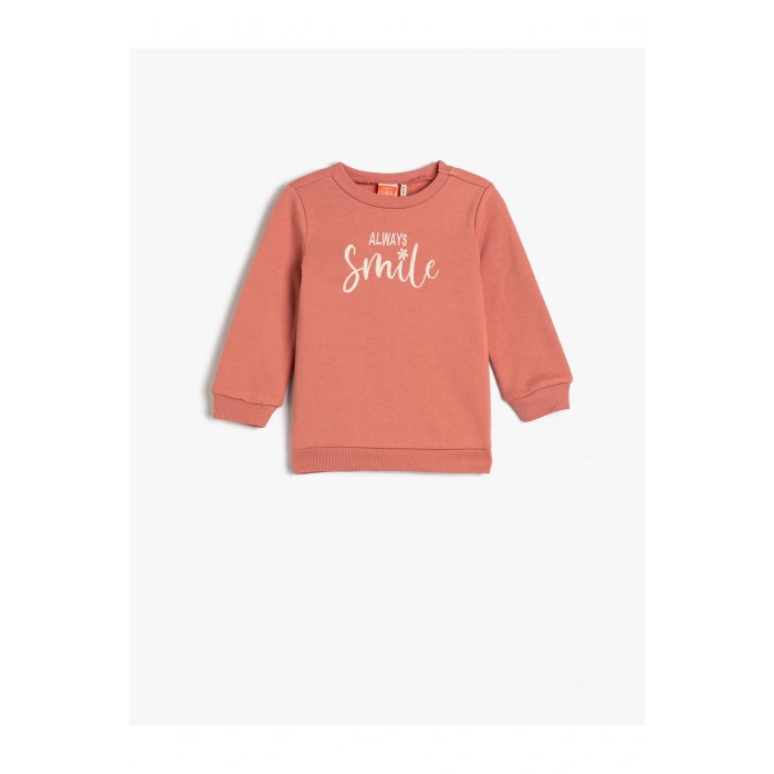 Sweatshirt Şardonlu İşlemeli Bisiklet Yaka Pamuklu