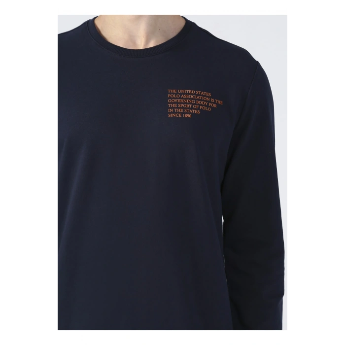 Bisiklet Yaka Lacivert Erkek Sweatshırt Gambı