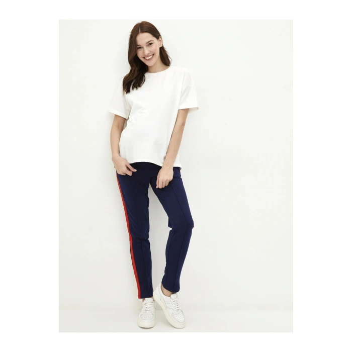 Beli Lastikli Şerit Detaylı Hamile Eşofman Alt