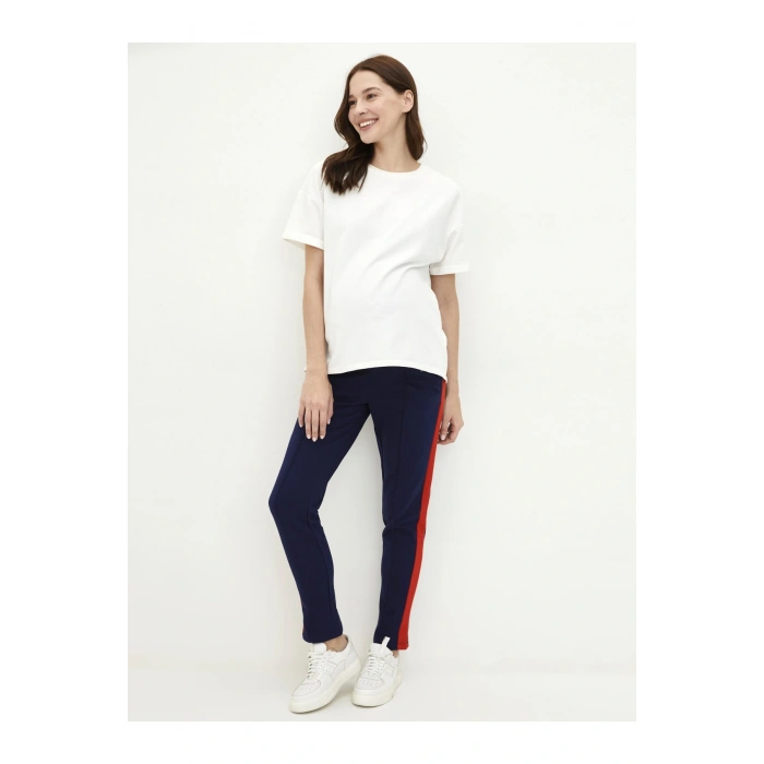 Beli Lastikli Şerit Detaylı Hamile Eşofman Alt