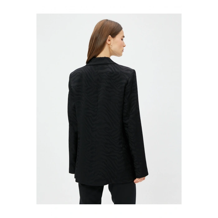 Zebra Desenli Oversize Blazer Ceket Tek Düğmeli