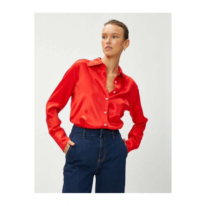 Saten Uzun Kollu Gömlek