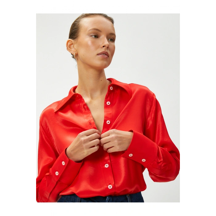 Saten Uzun Kollu Gömlek