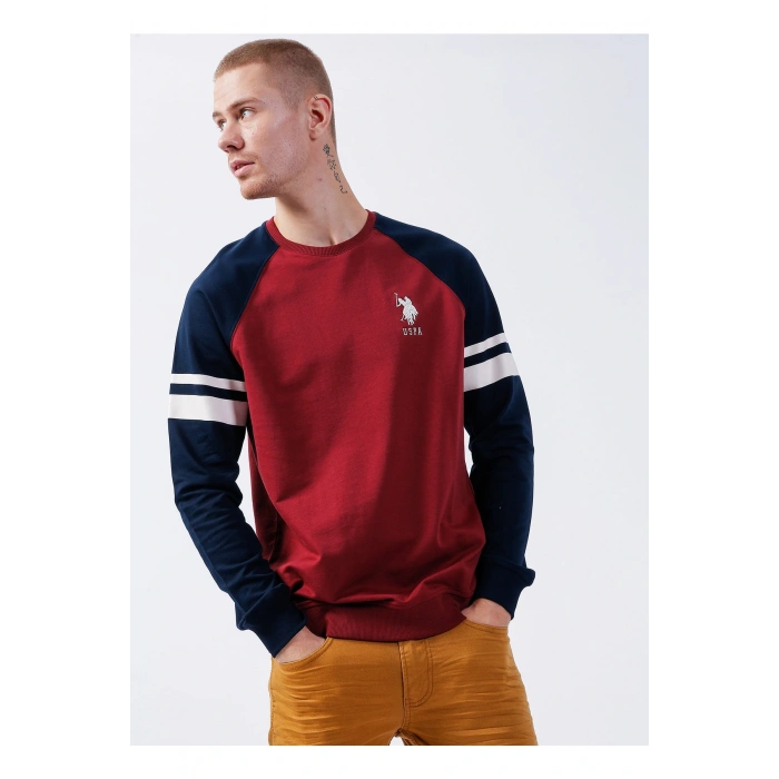 Bisiklet Yaka Kırmızı Erkek Sweatshırt Kathe