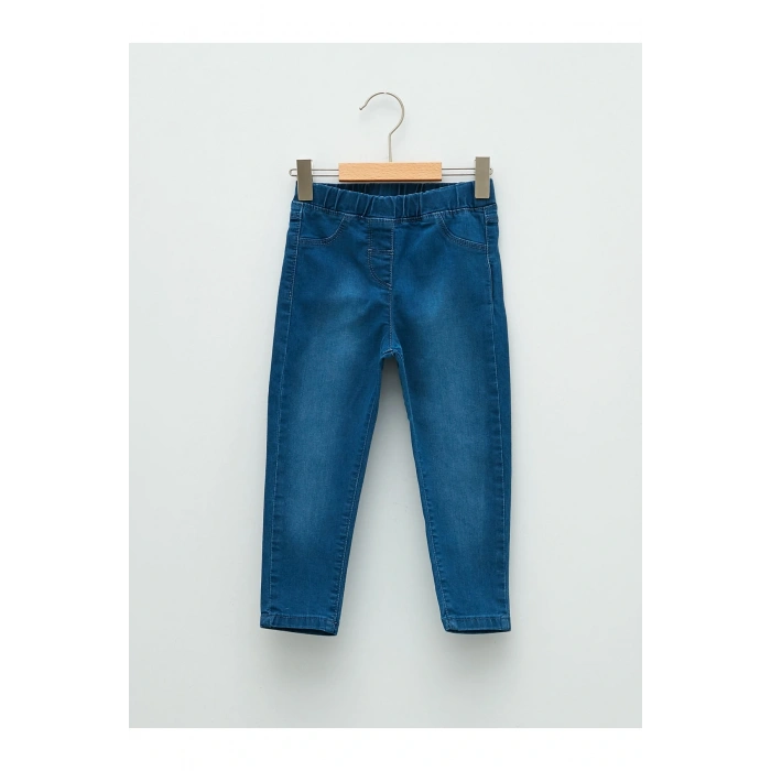 Beli Lastikli Basic Kız Bebek Jean Pantolon