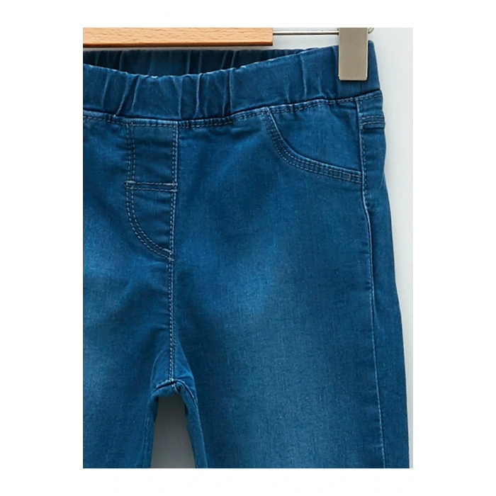 Beli Lastikli Basic Kız Bebek Jean Pantolon