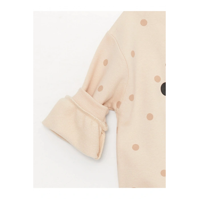 Bisiklet Yaka Uzun Kollu Minnie Mouse Baskılı Kız Bebek Sweatshirt ve Tayt 2li Takım