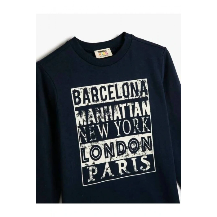 4WKB10080TK Koton Erkek Çocuk Sweat LACİVERT