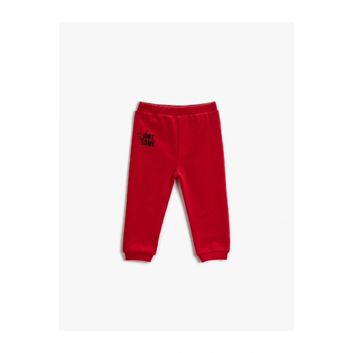 Erkek Çocuk Kırmızı Pamuklu Eşofman Altı Baskılı