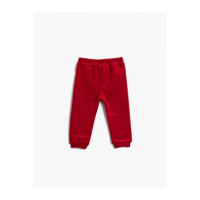 Erkek Çocuk Kırmızı Pamuklu Eşofman Altı Baskılı