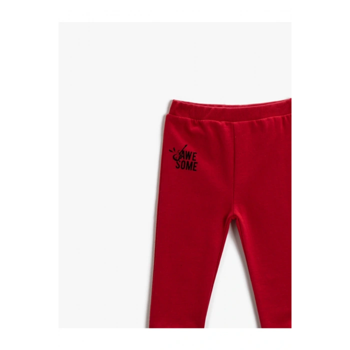 Erkek Çocuk Kırmızı Pamuklu Eşofman Altı Baskılı