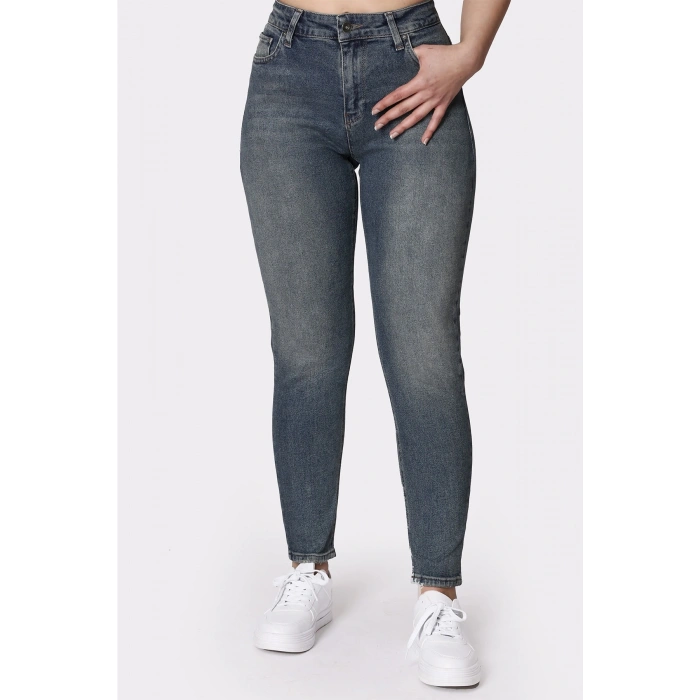 Kadın Koyu Mavi Denim Pantolon