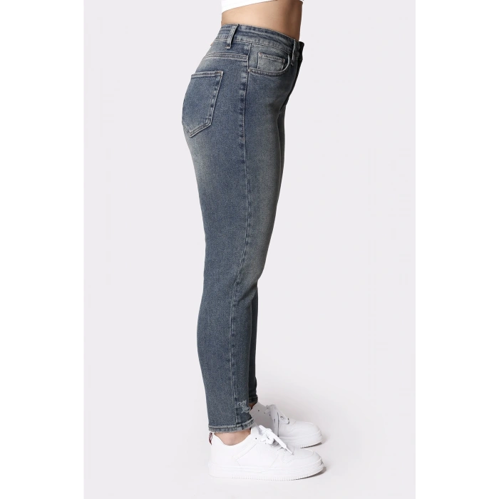 Kadın Koyu Mavi Denim Pantolon