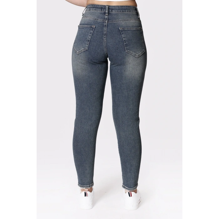 Kadın Koyu Mavi Denim Pantolon