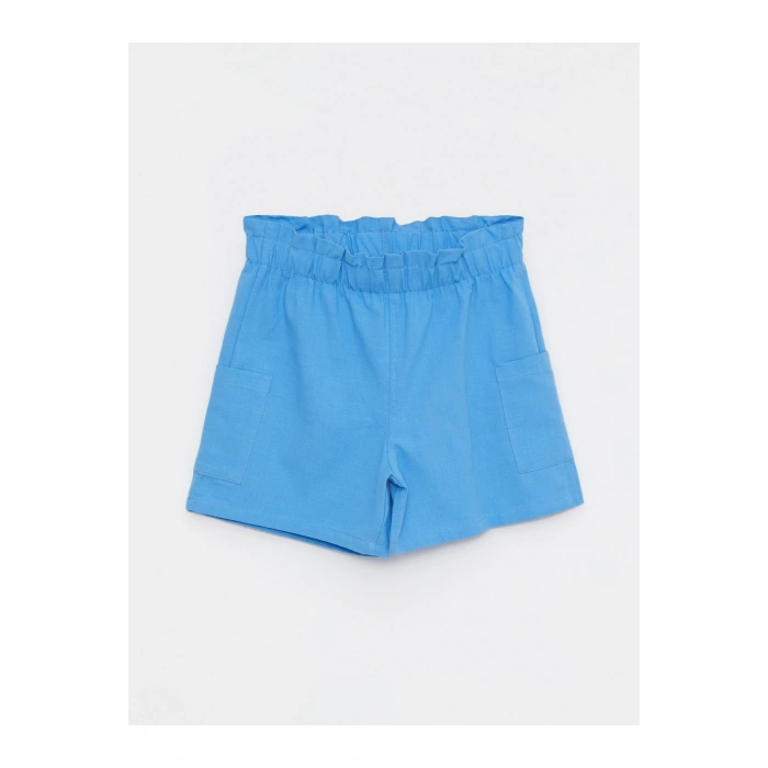 Beli Lastikli Basic Poplin Kız Çocuk Şort