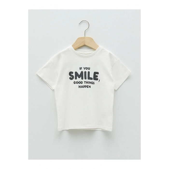 LCW baby Bisiklet Yaka Kısa Kollu Baskılı Erkek Bebek Tişört