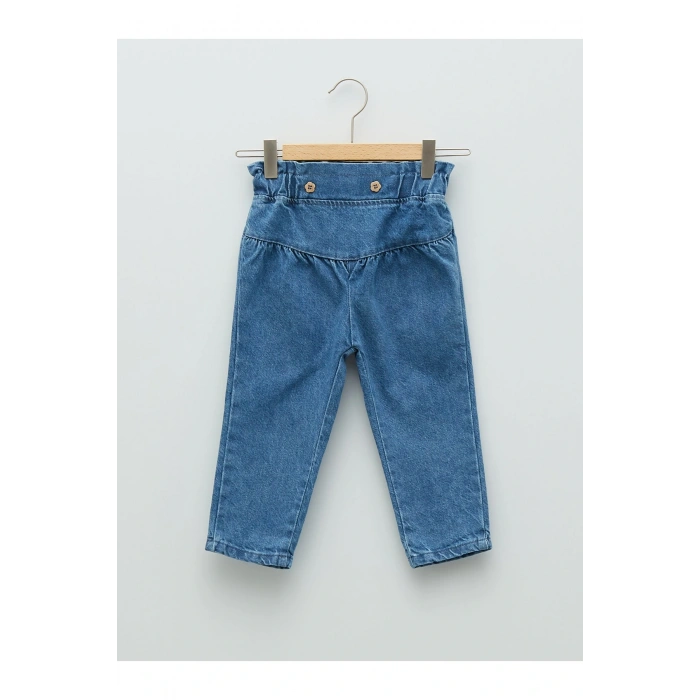 Beli Lastikli Basic Kız Bebek Jean Pantolon
