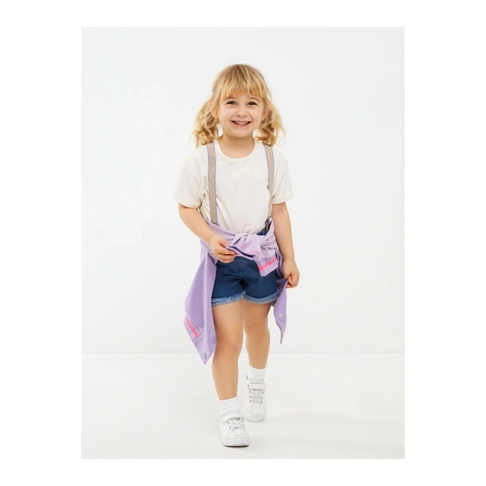 LCW baby Basic Kız Bebek Jean Şort ve Pantolon Askısı 2li