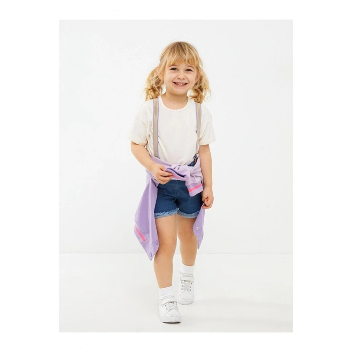 LCW baby Basic Kız Bebek Jean Şort ve Pantolon Askısı 2li