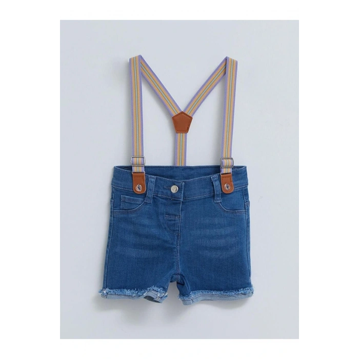 LCW baby Basic Kız Bebek Jean Şort ve Pantolon Askısı 2li