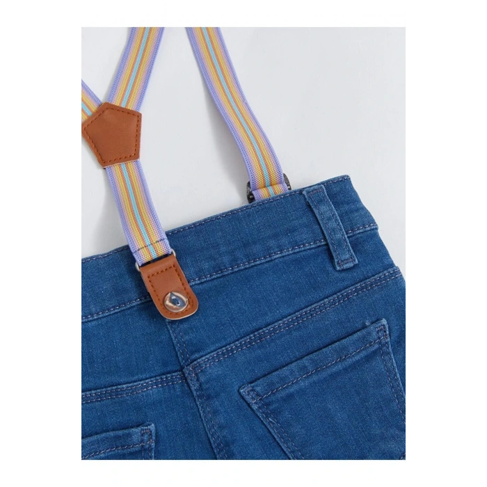 LCW baby Basic Kız Bebek Jean Şort ve Pantolon Askısı 2li