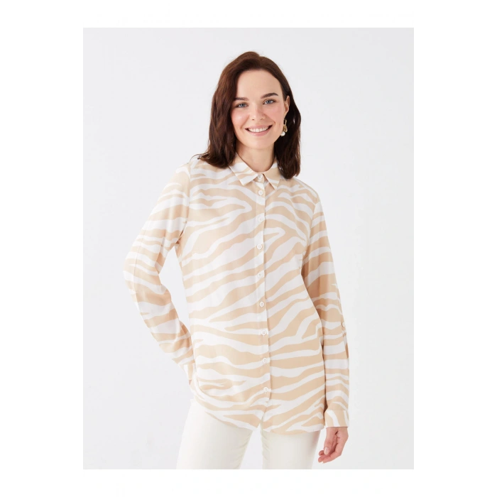 Desenli Uzun Kollu Kadın Gömlek