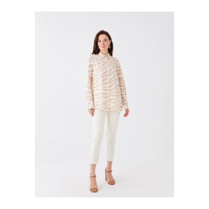 Desenli Uzun Kollu Kadın Gömlek