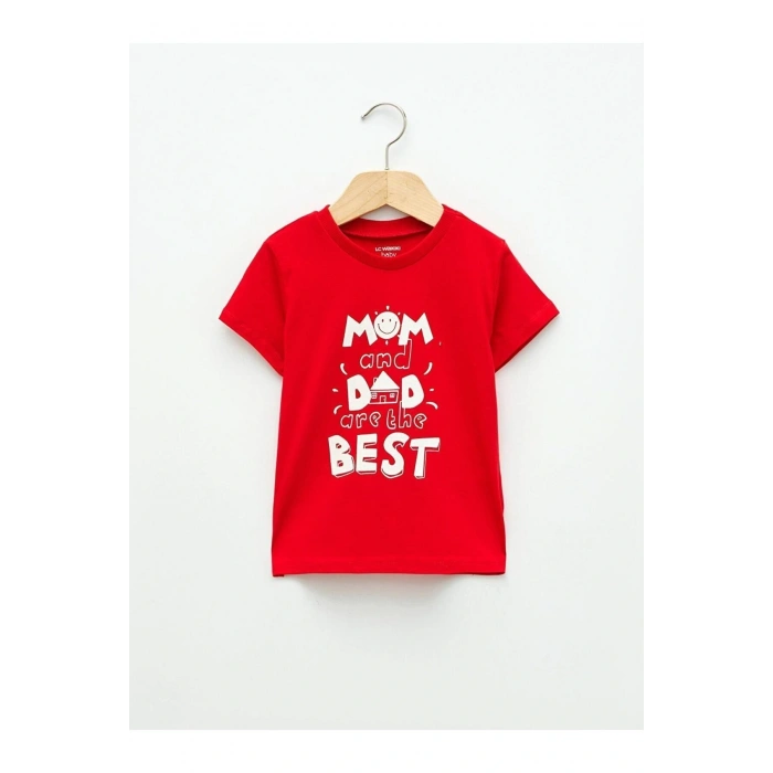 LCW baby Bisiklet Yaka Kısa Kol Baskılı Pamuklu Erkek Bebek Tişört