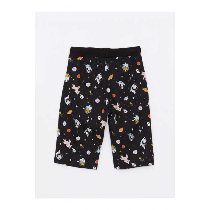 Beli Lastikli Baskılı Kız Çocuk Bermuda