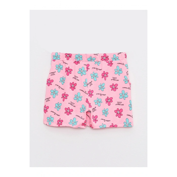 Beli Lastikli Baskılı Kız Çocuk Şort 2li