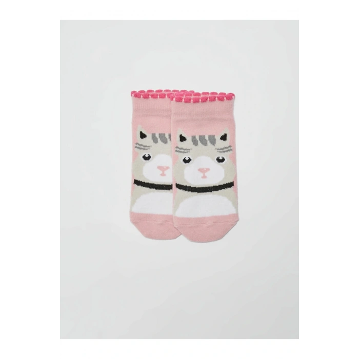 Pembe Desenli Kız Çocuk Patik Çorap