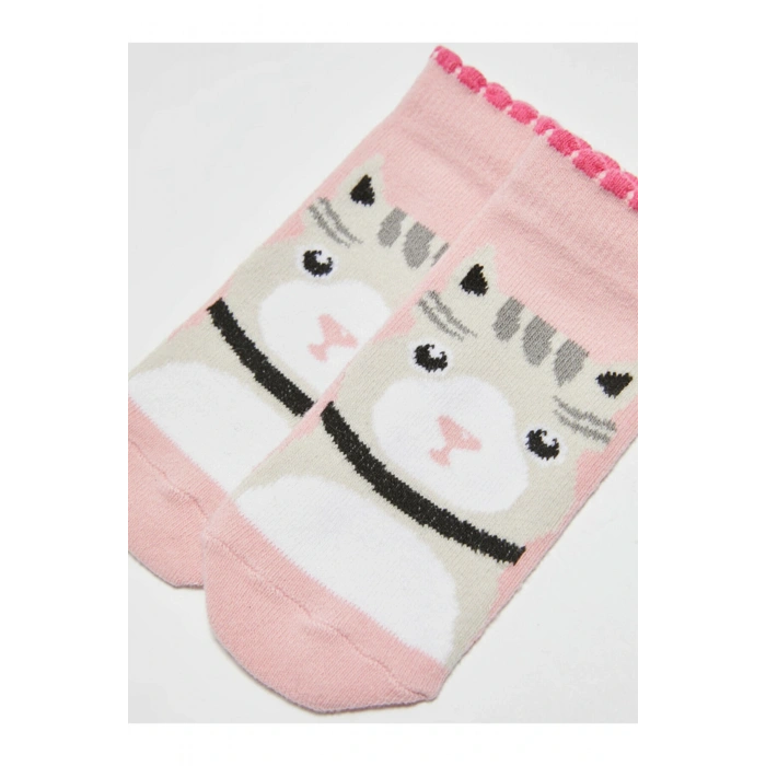 Pembe Desenli Kız Çocuk Patik Çorap