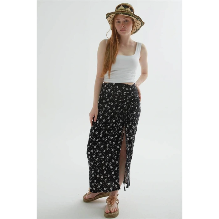 Desenli Midi Etek Siyah