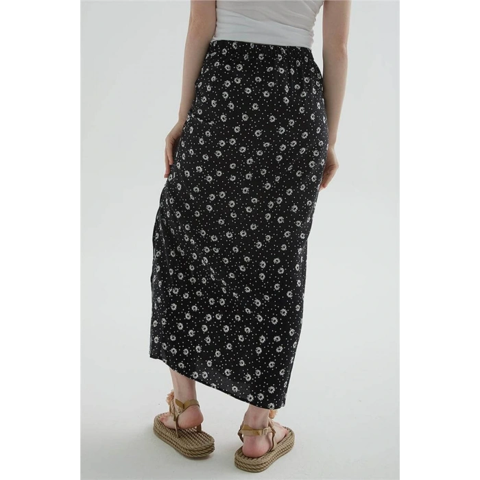 Desenli Midi Etek Siyah