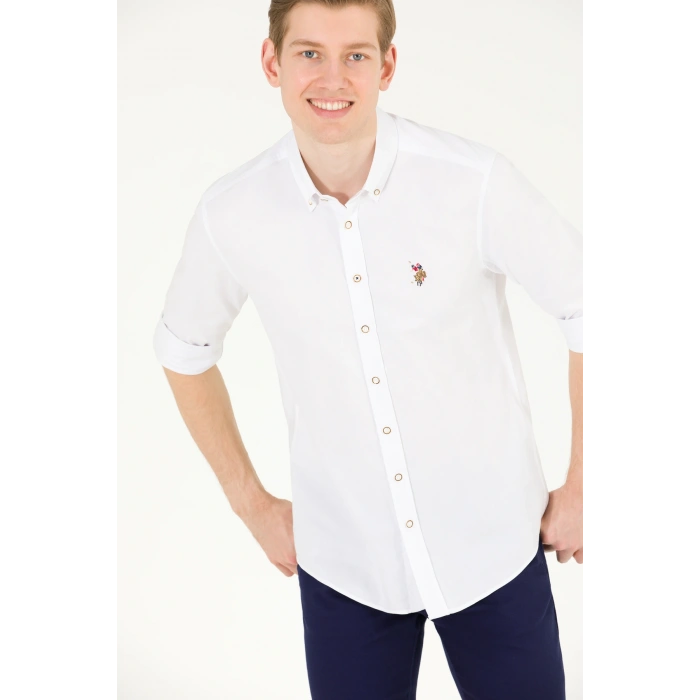 U.S. POLO ERKEK SİLİMFİT SPOR PAMUKLU GÖMLEK G081SZ004.000.1672341 CEDCOLOR