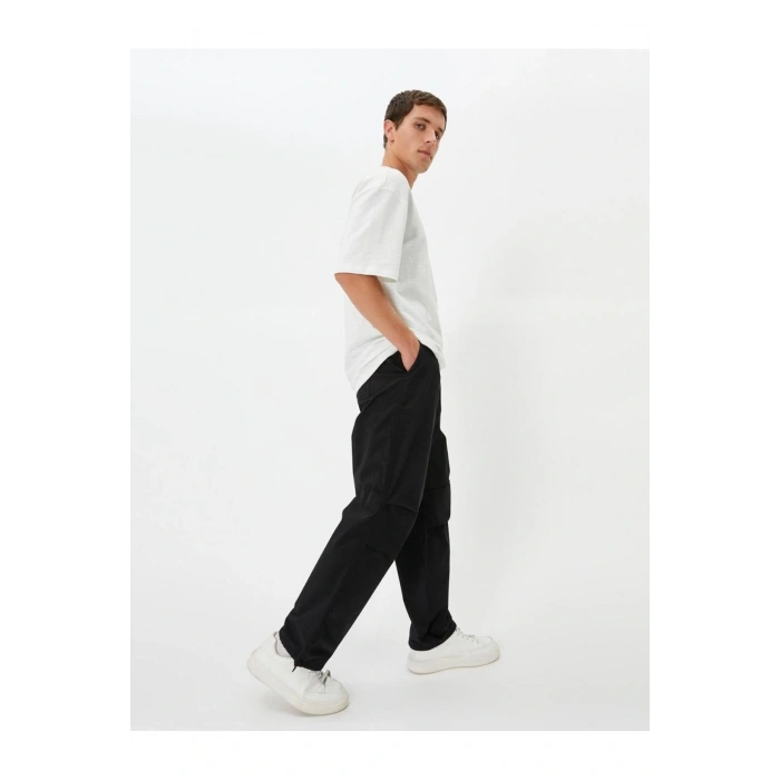 Paraşüt Bol Pantolon Oversize Beli Bağcıklı Cep Detaylı