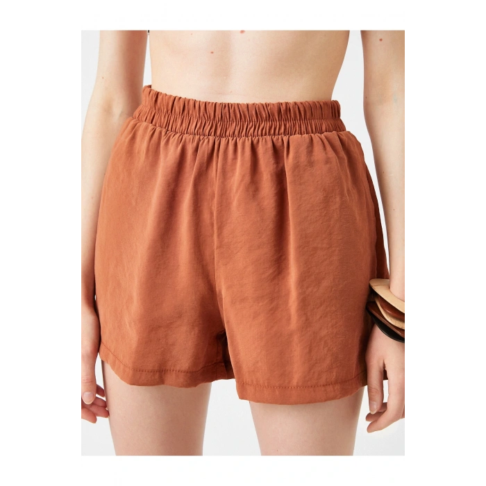 Bol Paça Şort Beli Lastikli Cepli