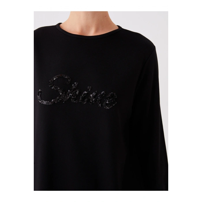 Bisiklet Yaka Payet İşlemeli Uzun Kollu Kadın Tunik