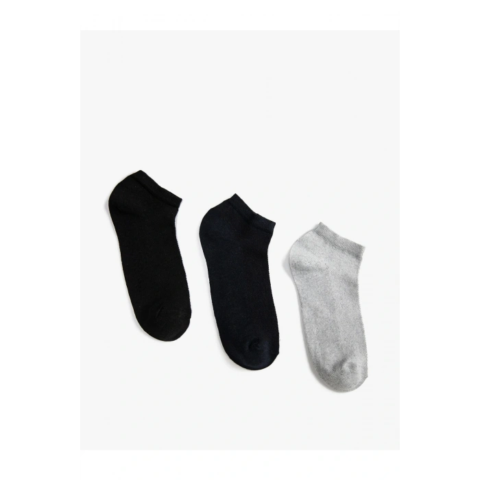 Erkek Basic 3lü Patik Çorap Seti Çok Renkli