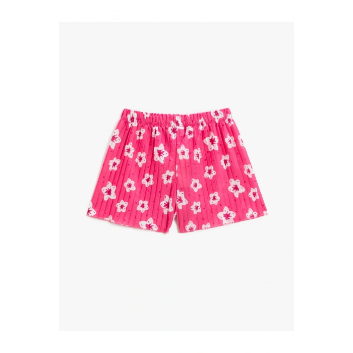 Piliseli Çiçekli Kısa Şort