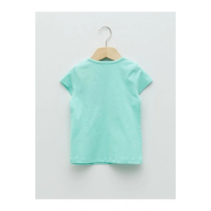 LCW baby Bisiklet Yaka Kısa Kollu Baskılı Kız Bebek Tişört