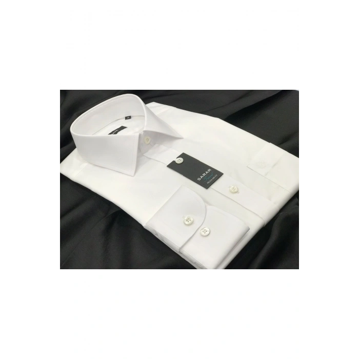 Elvio Co Uzun Kol Cepli Klasik Beyaz Gömlek