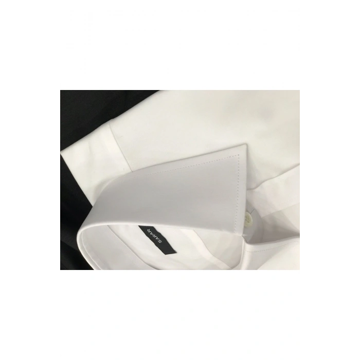 Elvio Co Uzun Kol Cepli Klasik Beyaz Gömlek