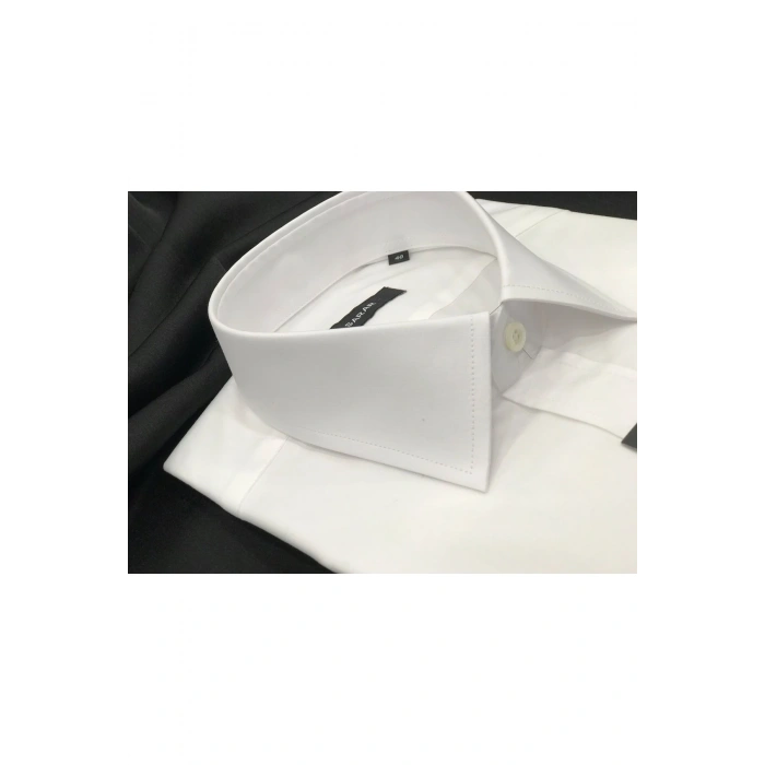 Elvio Co Uzun Kol Cepli Klasik Beyaz Gömlek