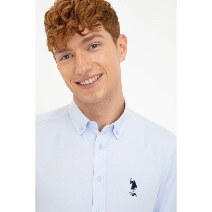 Yeni Sezon Dokuma Regular Fit Açık Mavi Gömlek