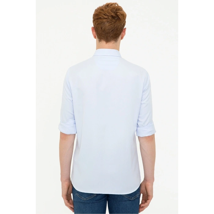 Yeni Sezon Dokuma Regular Fit Açık Mavi Gömlek